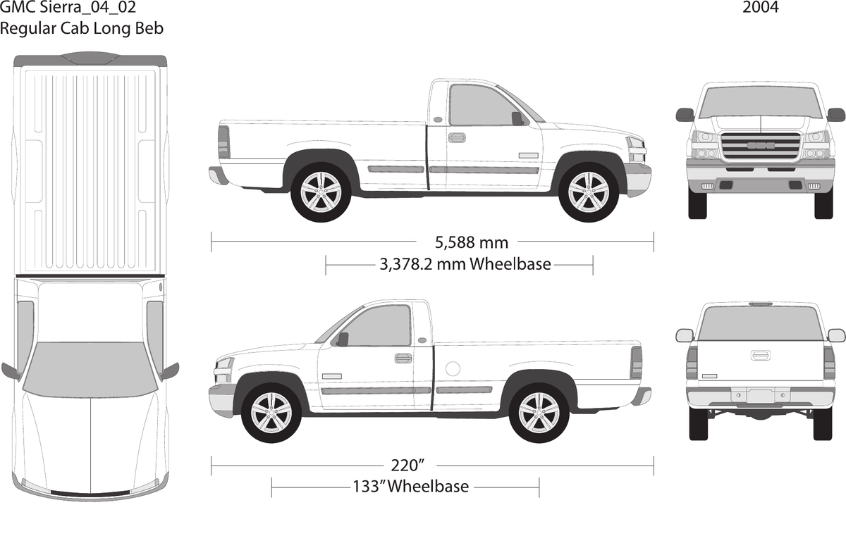 2004 GMC Sierra 1500 vector wrap template V02, Design-Ready PDF - GravBase