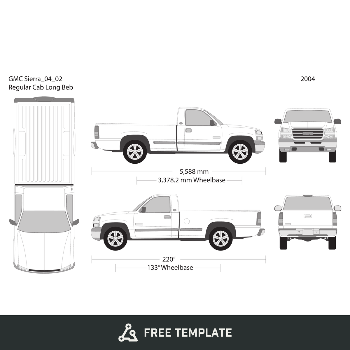 2004 GMC Sierra 1500 free vector vehicle wrap template - GravBase