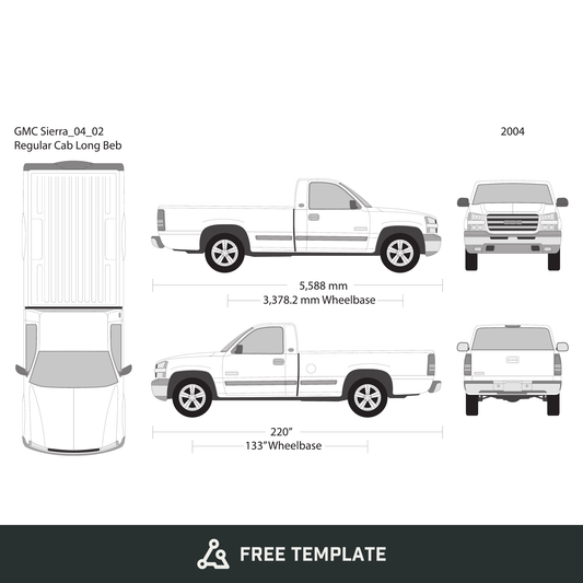 2004 GMC Sierra 1500 free vector vehicle wrap template - GravBase
