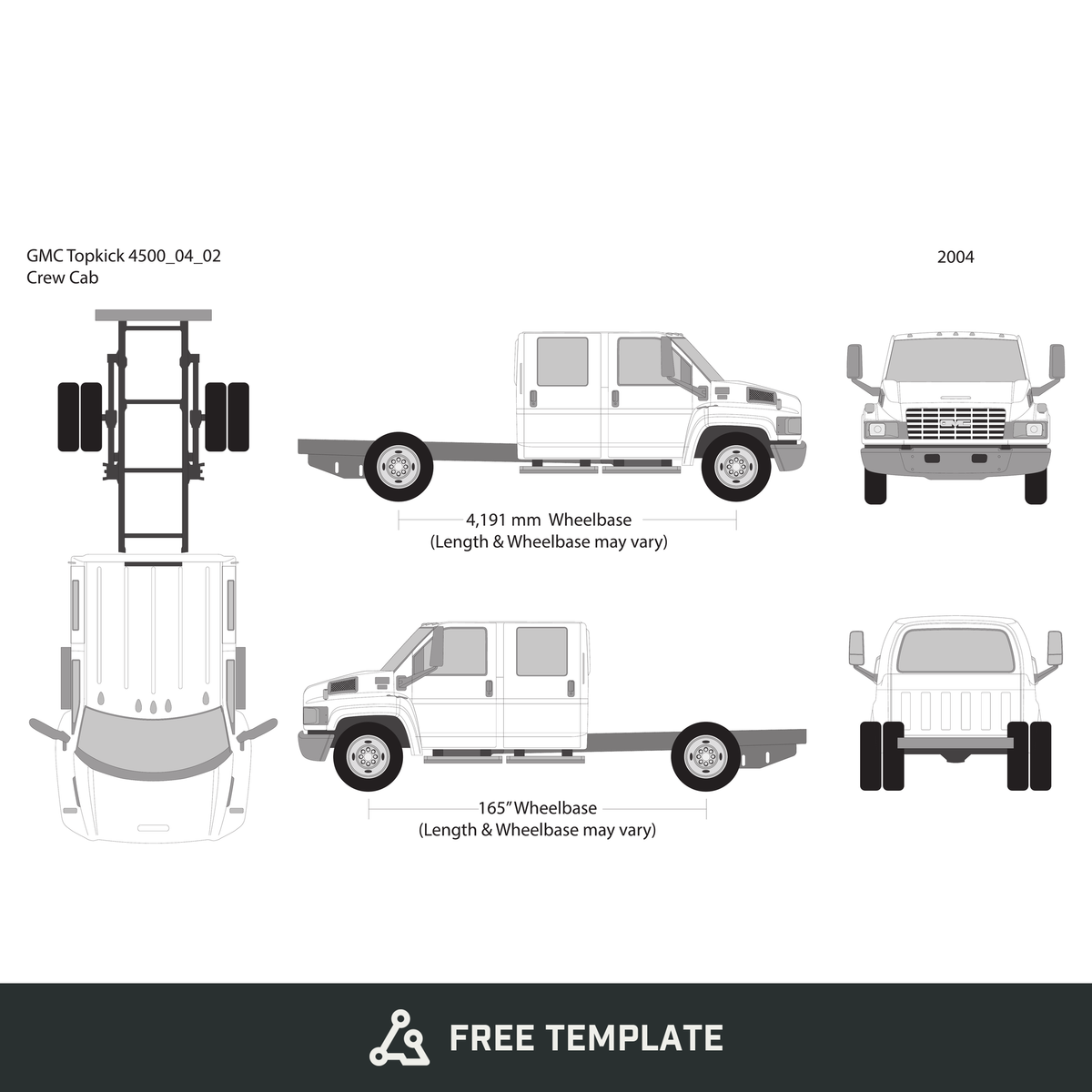 2004 GMC Topkick 4500 free vector vehicle wrap template - GravBase
