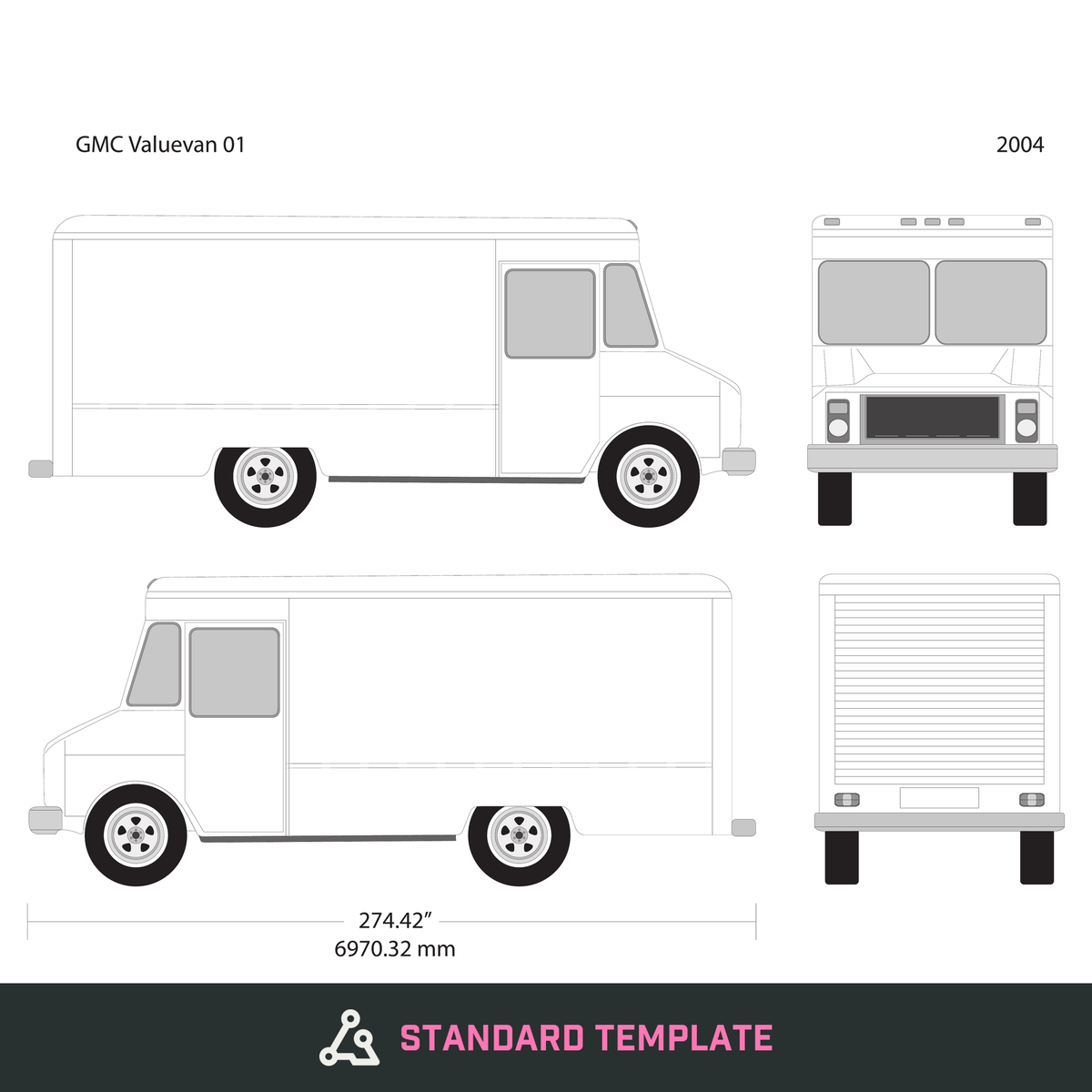2004 GMC Value Van vector wrap template, Design-Ready PDF - GravBase