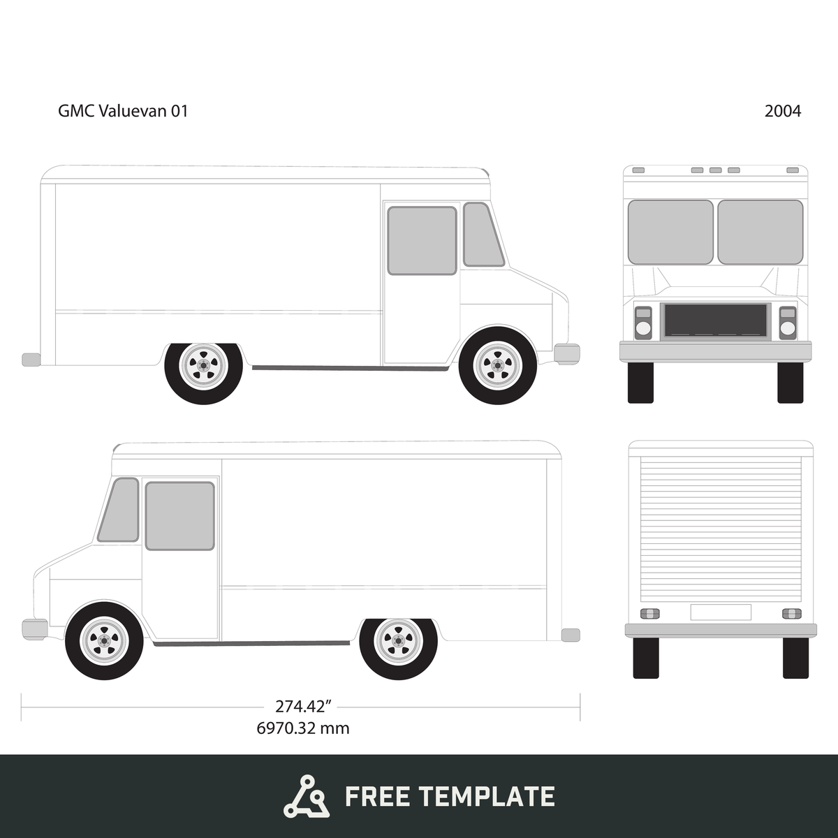 2004 GMC Value Van free vector vehicle wrap template - GravBase