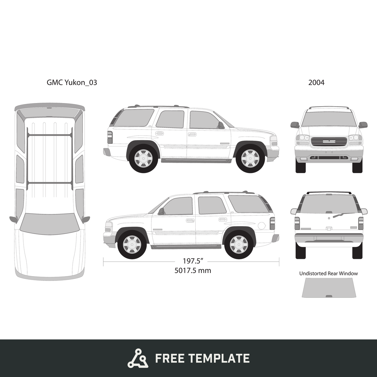2004 GMC Yukon free vector vehicle wrap template - GravBase