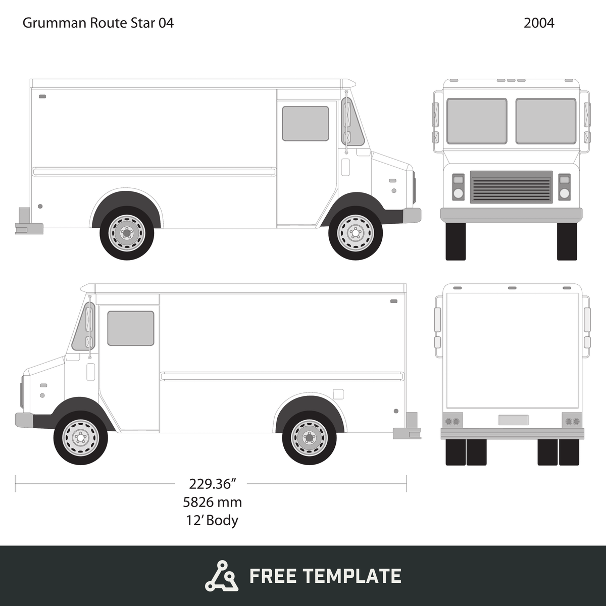 2004 Grumman free vector vehicle wrap template - GravBase