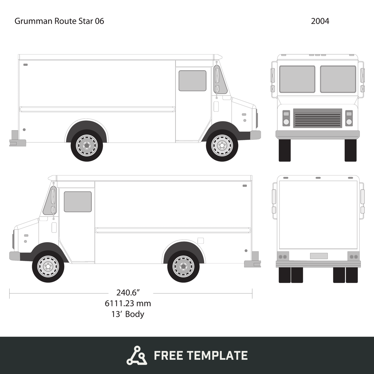 2004 Grumman free vector vehicle wrap template - GravBase