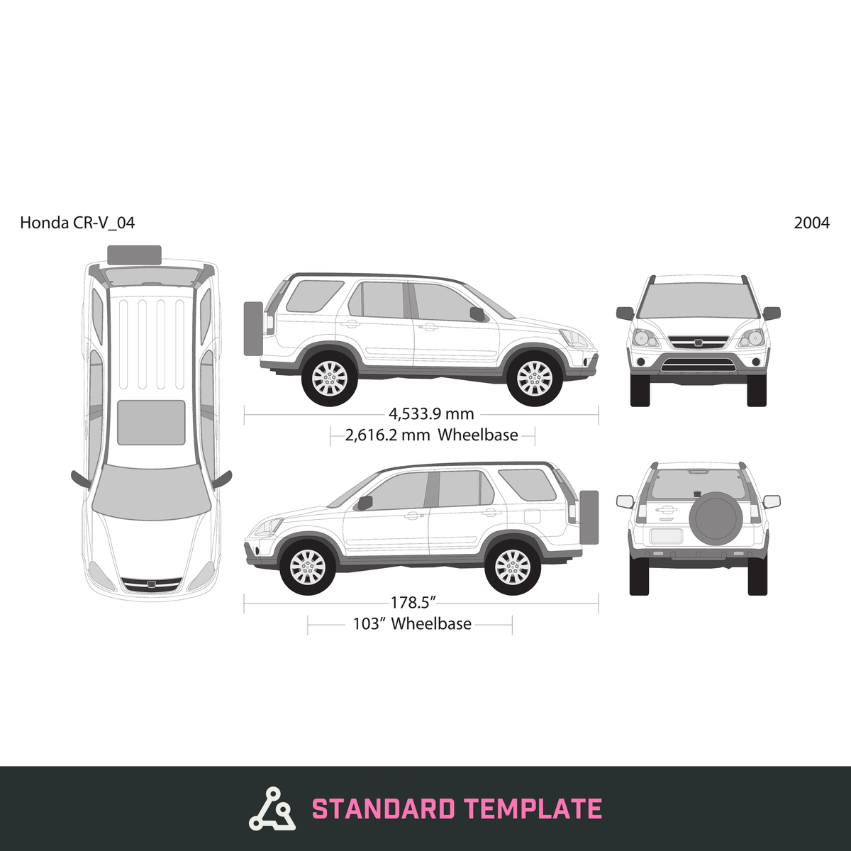 2004 Honda CR-V vector wrap template, Design-Ready PDF - GravBase