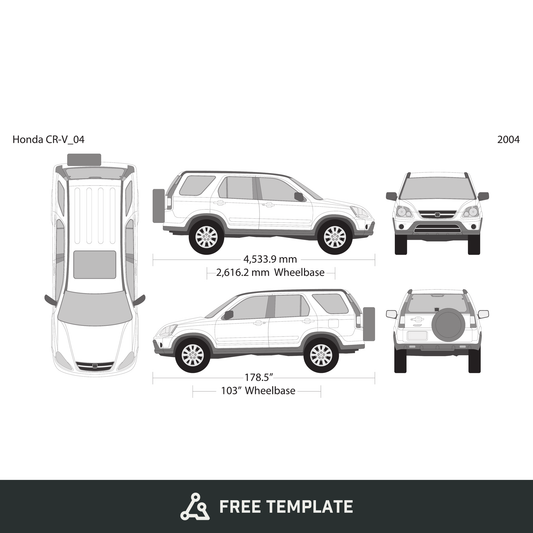 2004 Honda CR-V free vector vehicle wrap template - GravBase