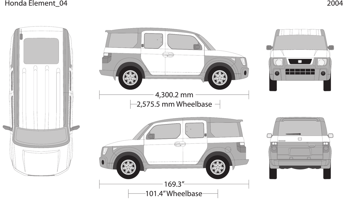 2004 Honda Element vector wrap template, Design-Ready PDF - GravBase