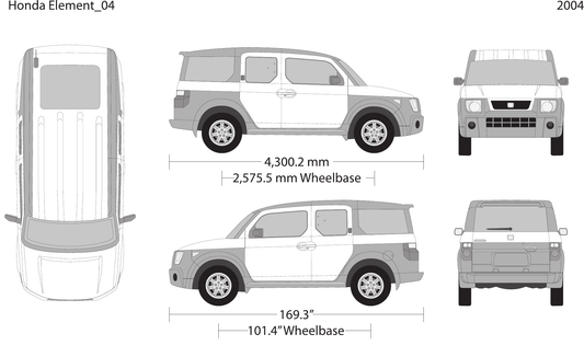 2004 Honda Element vector wrap template, Design-Ready PDF - GravBase