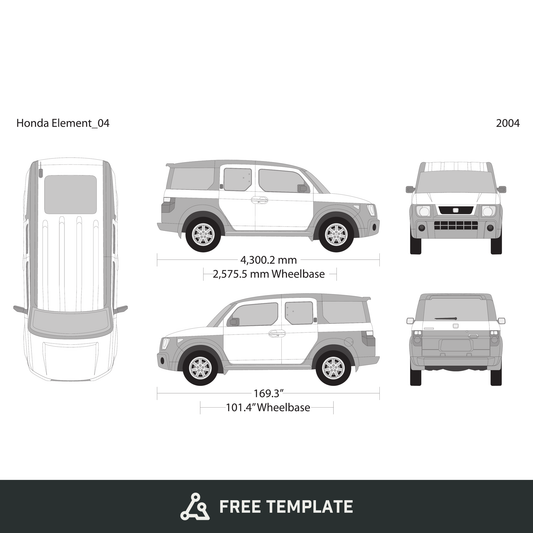2004 Honda Element free vector vehicle wrap template - GravBase