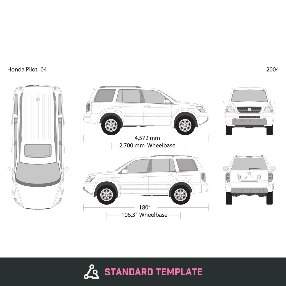 2004 Honda Pilot vector wrap template, Design-Ready PDF - GravBase