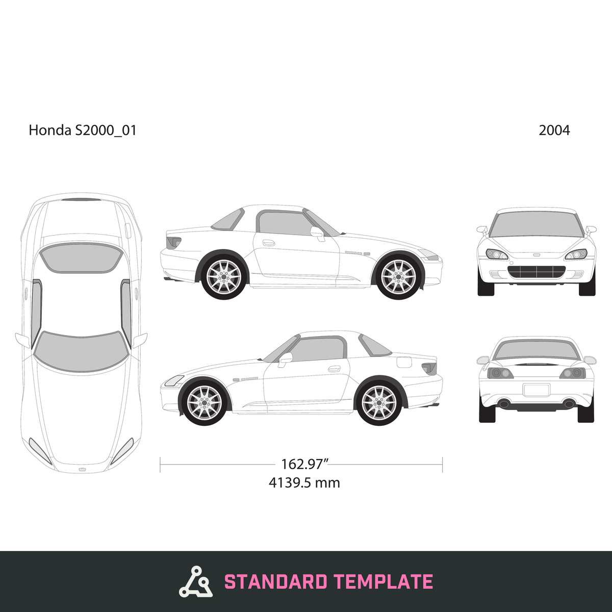 2004 Honda S2000 vector wrap template, Design-Ready PDF - GravBase