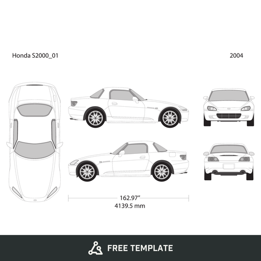 2004 Honda S2000 free vector vehicle wrap template - GravBase