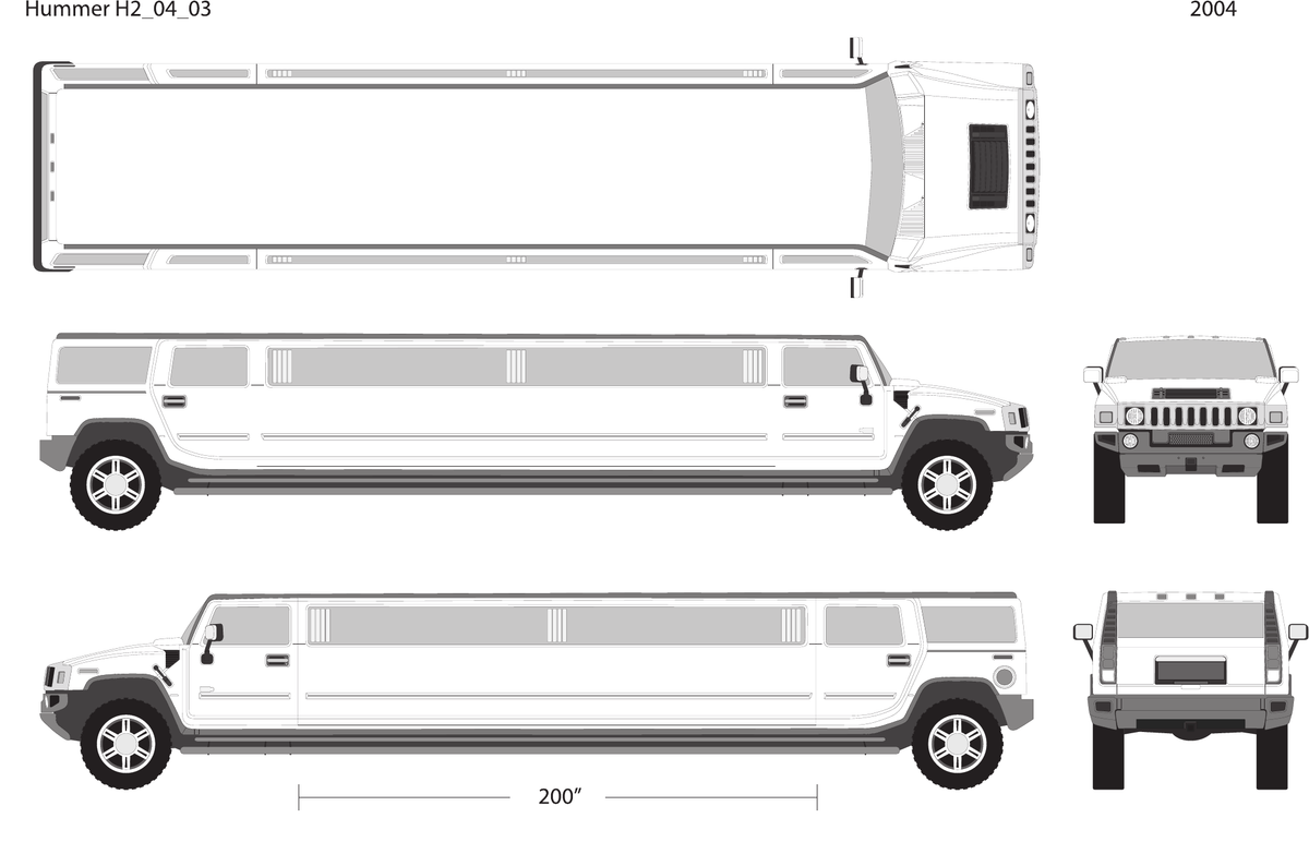 2004 Hummer Limos H2 Limo vector wrap template, Design-Ready PDF - GravBase