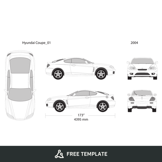 2004 Hyundai Coupe free vector vehicle wrap template - GravBase
