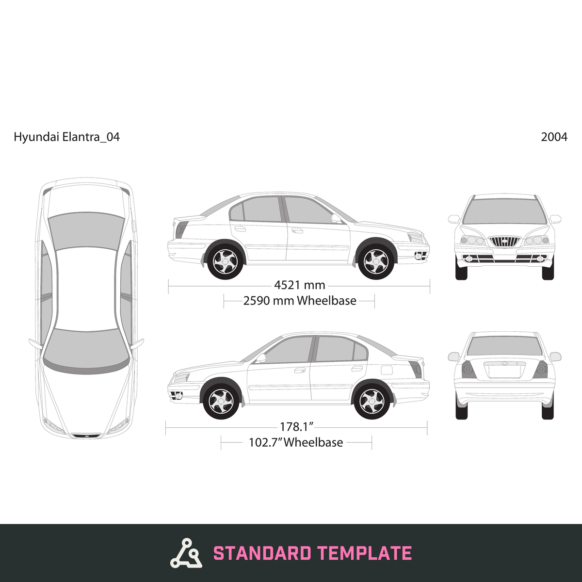 2004 Hyundai Elantra vector wrap template, Design-Ready PDF - GravBase