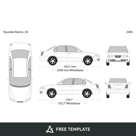2004 Hyundai Elantra free vector vehicle wrap template - GravBase