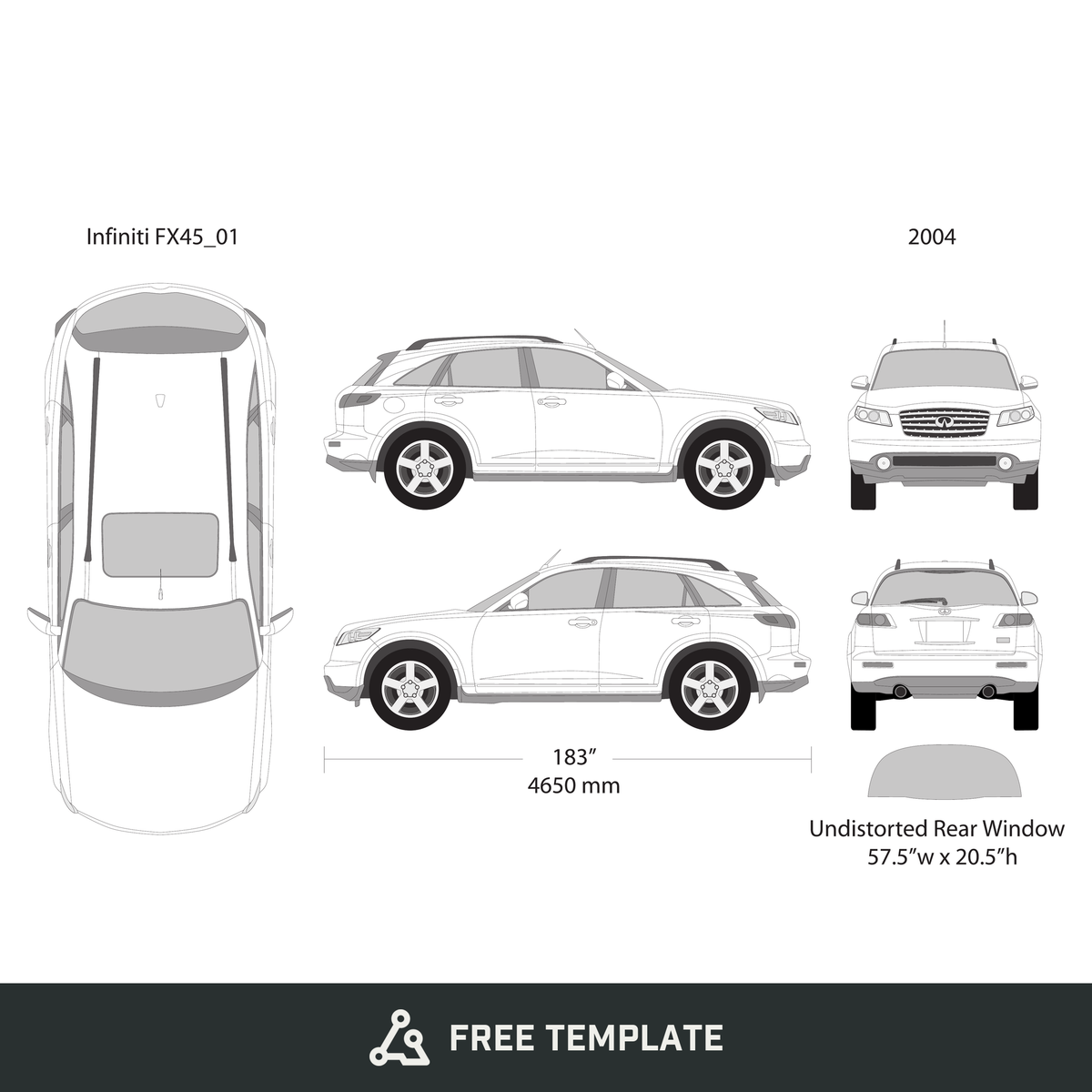 2004 Infiniti FX 45 free vector vehicle wrap template - GravBase