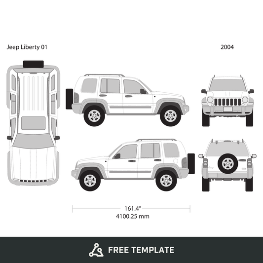 2004 Jeep Liberty free vector vehicle wrap template - GravBase