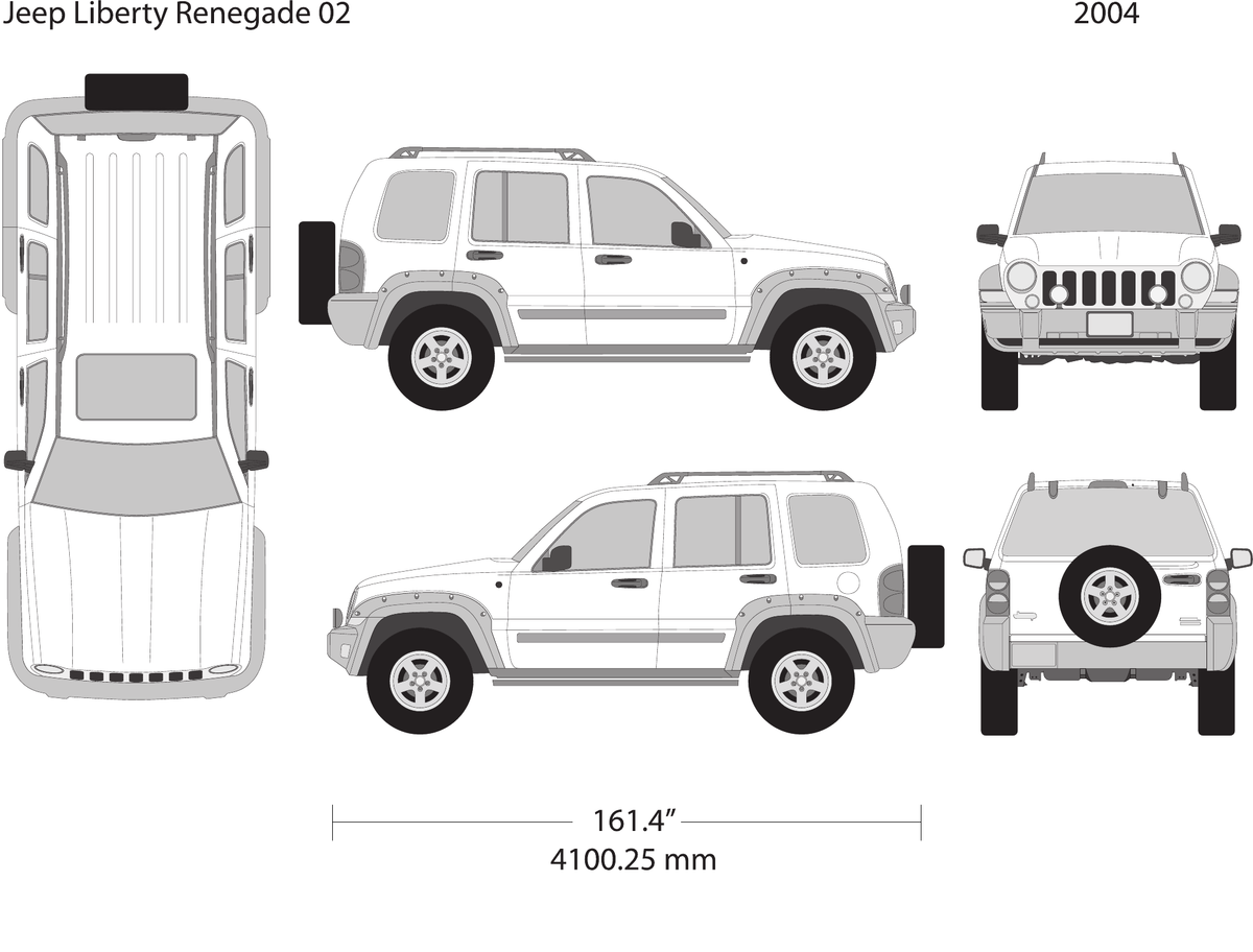 2004 Jeep Liberty vector wrap template V02, Design-Ready PDF - GravBase