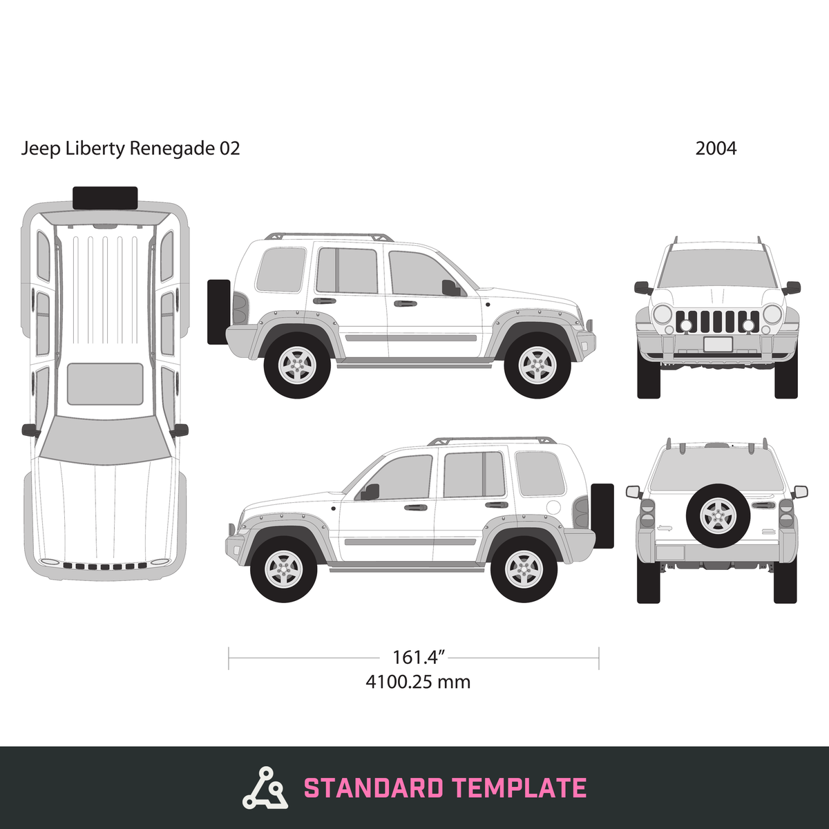 2004 Jeep Liberty vector wrap template V02, Design-Ready PDF - GravBase