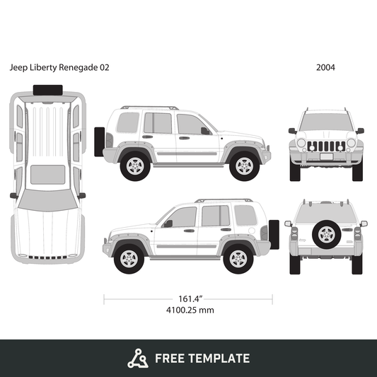 2004 Jeep Liberty free vector vehicle wrap template - GravBase