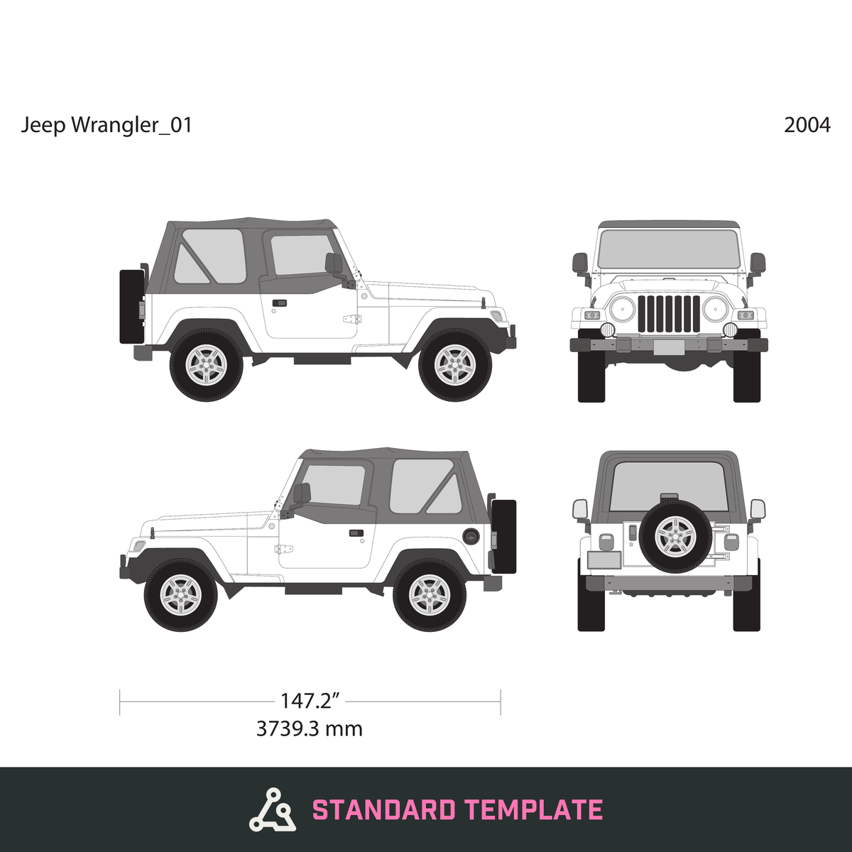 2004 Jeep Wrangler vector wrap template V01, Design-Ready PDF - GravBase