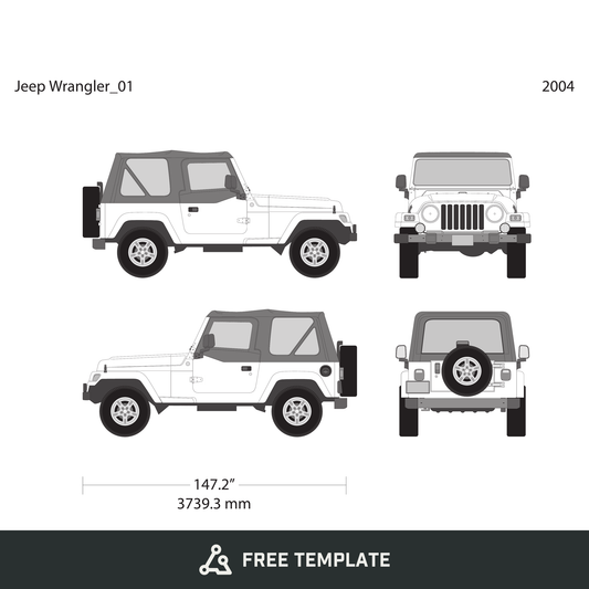 2004 Jeep Wrangler free vector vehicle wrap template - GravBase