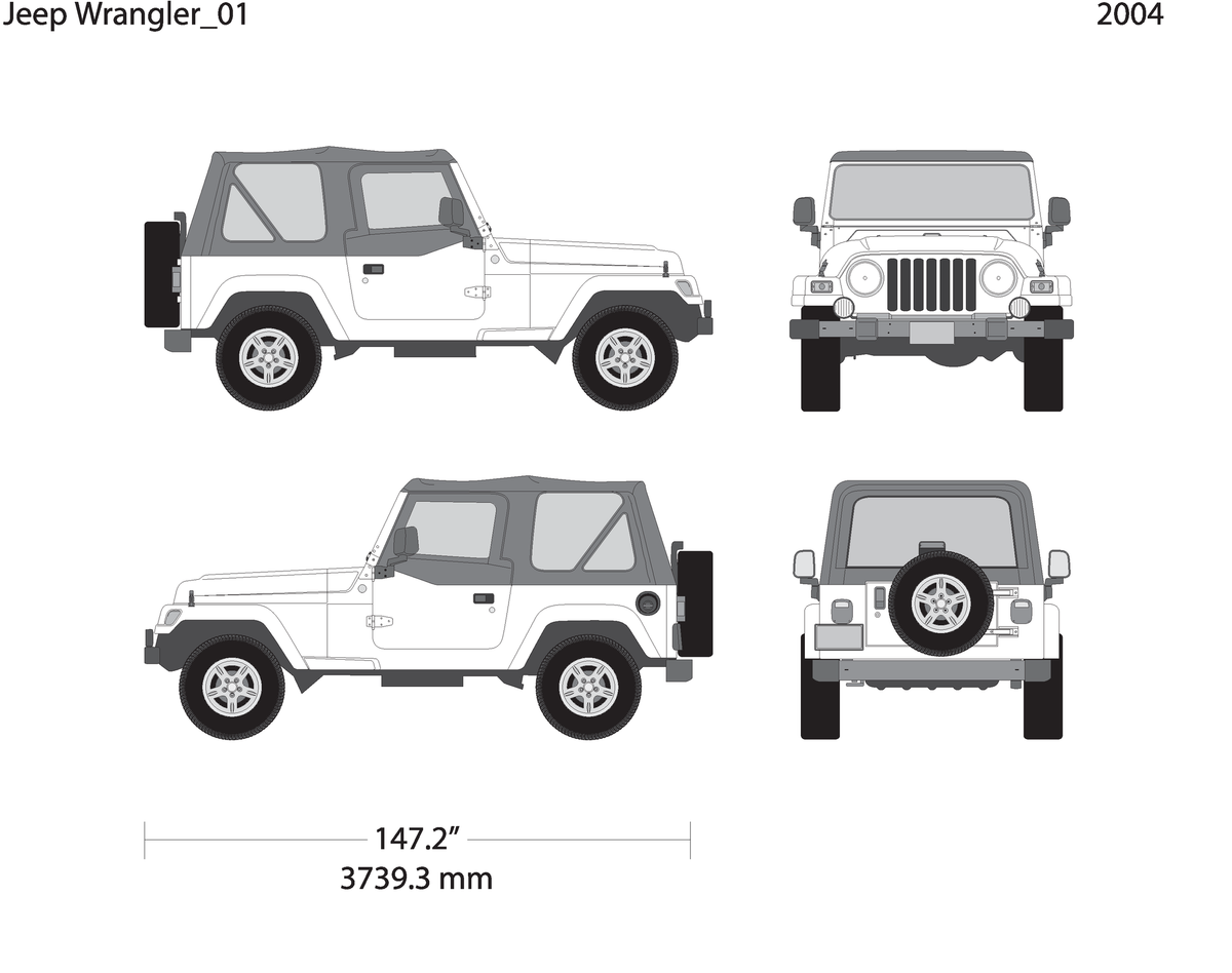 2004 Jeep Wrangler V01 Vehicle Wrap Template