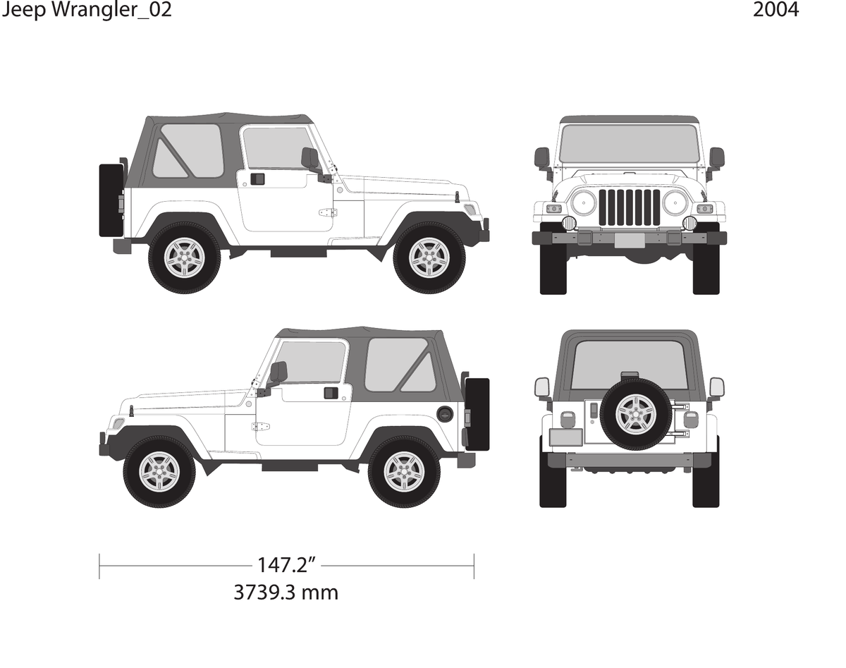 2004 Jeep Wrangler vector wrap template V02, Design-Ready PDF - GravBase