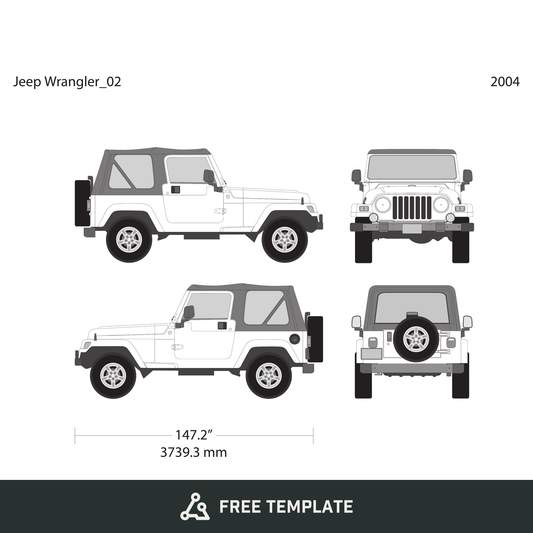 2004 Jeep Wrangler free vector vehicle wrap template - GravBase