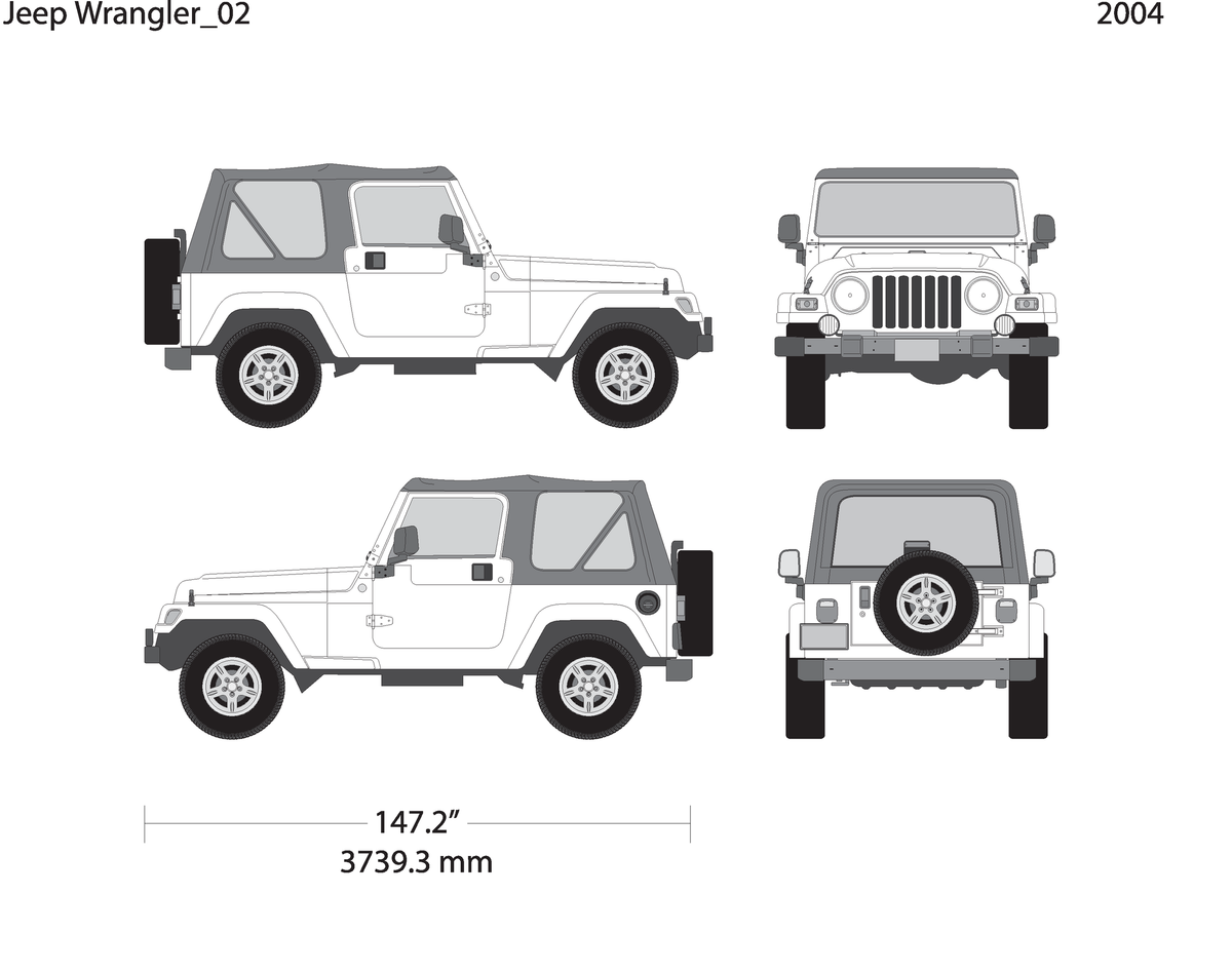 2004 Jeep Wrangler V02 Vehicle Wrap Template
