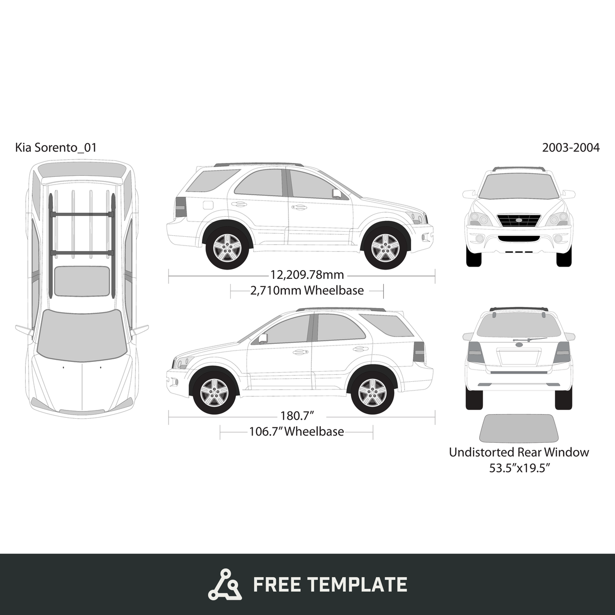 2004 Kia Sorento free vector vehicle wrap template - GravBase