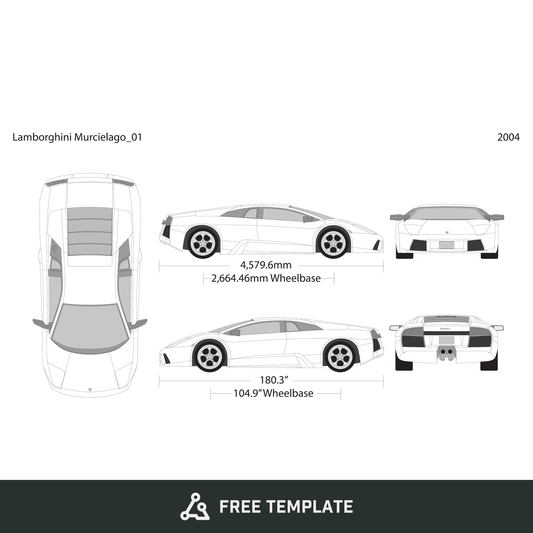 2004 Lamborghini Murcielago free vector vehicle wrap template - GravBase