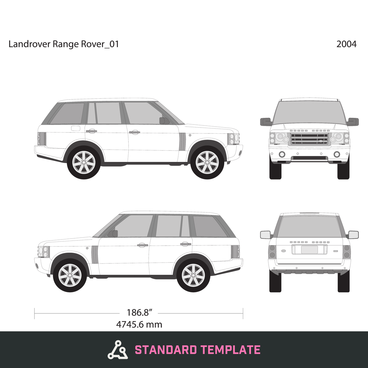 2004 Land Rover Range Rover vector wrap template, Design-Ready PDF - GravBase