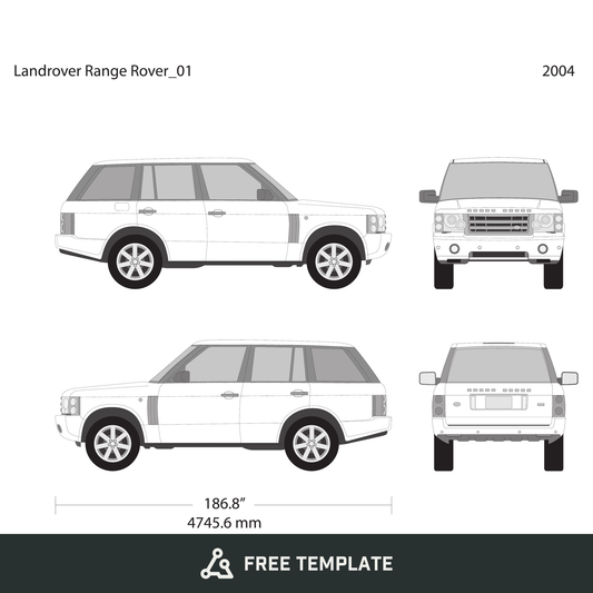 2004 Land Rover Range Rover free vector vehicle wrap template - GravBase