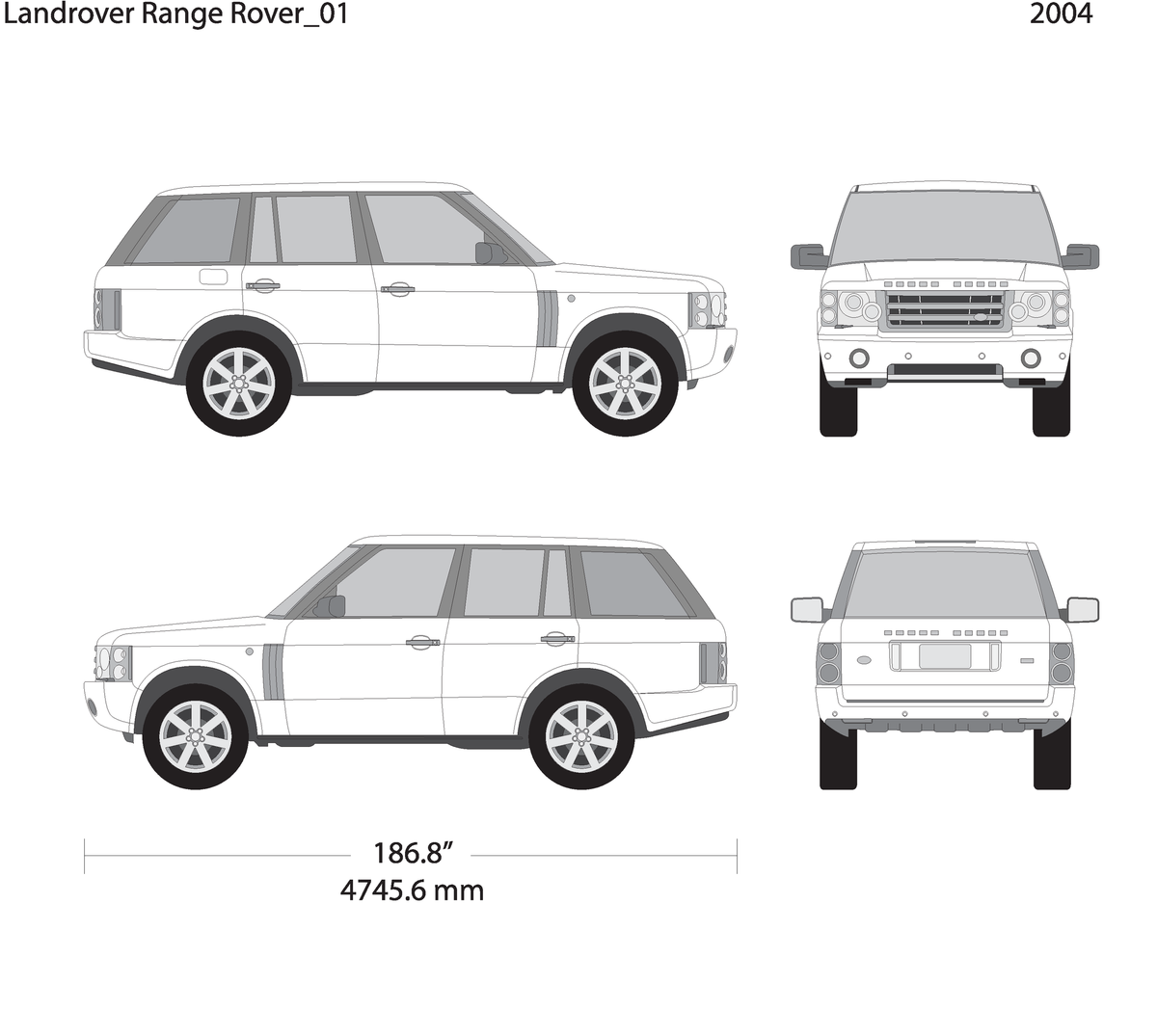 2004 Land Rover Range Rover V01 Vehicle Wrap Template