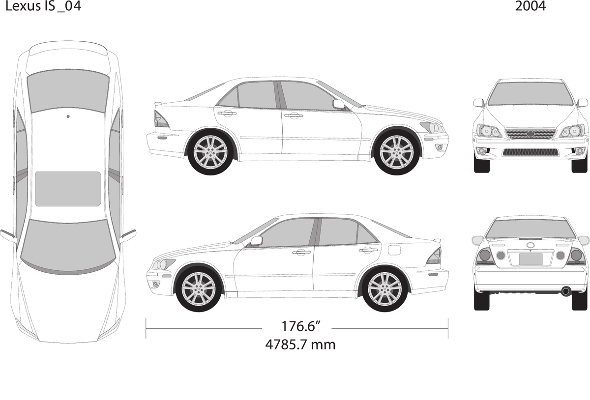 2004 Lexus IS vector wrap template, Design-Ready PDF - GravBase
