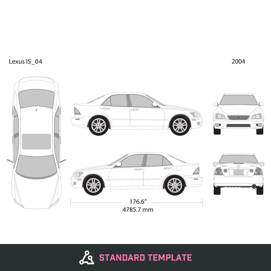 2004 Lexus IS vector wrap template, Design-Ready PDF - GravBase