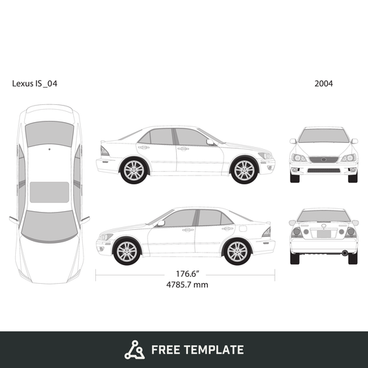 2004 Lexus IS free vector vehicle wrap template - GravBase