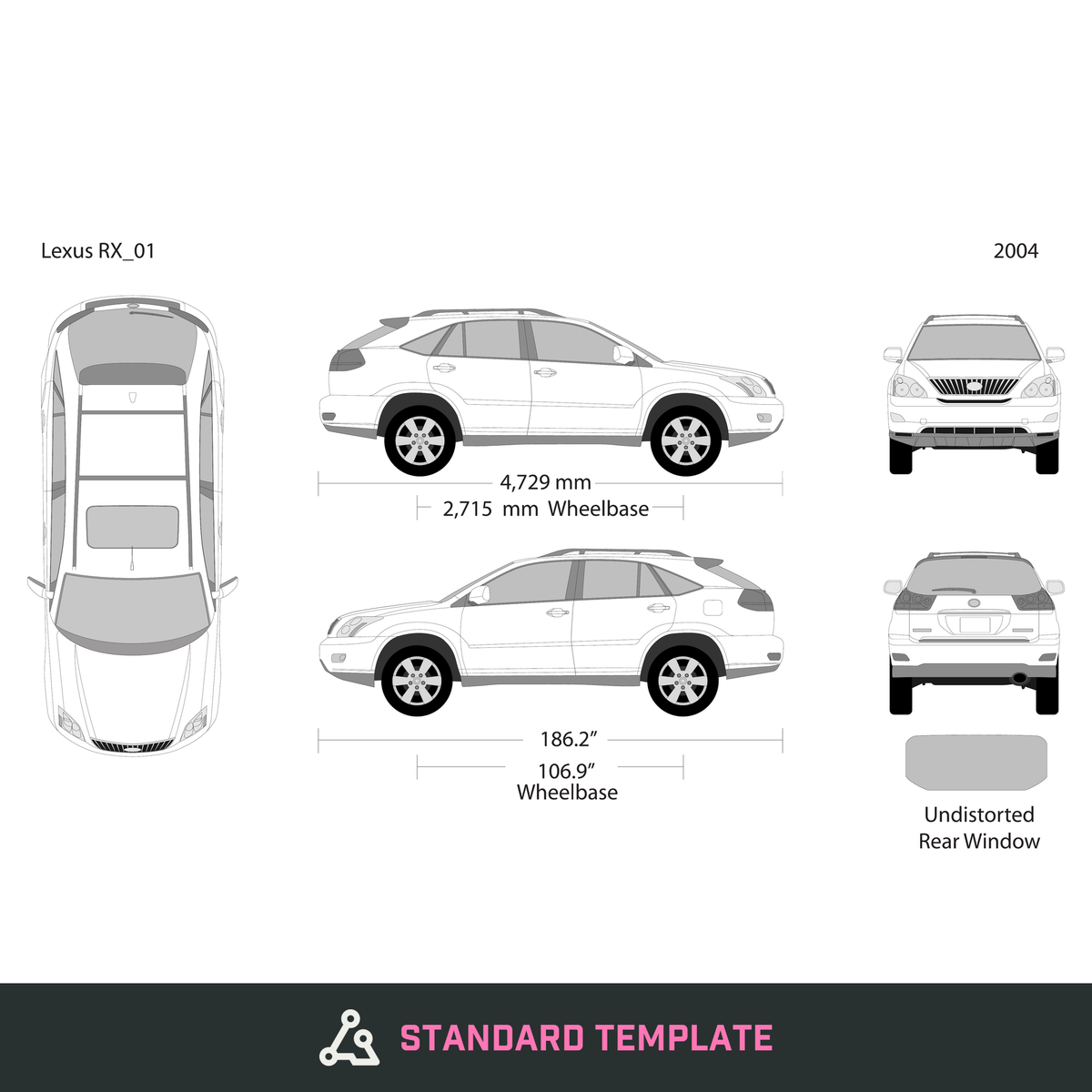 2004 Lexus RX vector wrap template, Design-Ready PDF - GravBase