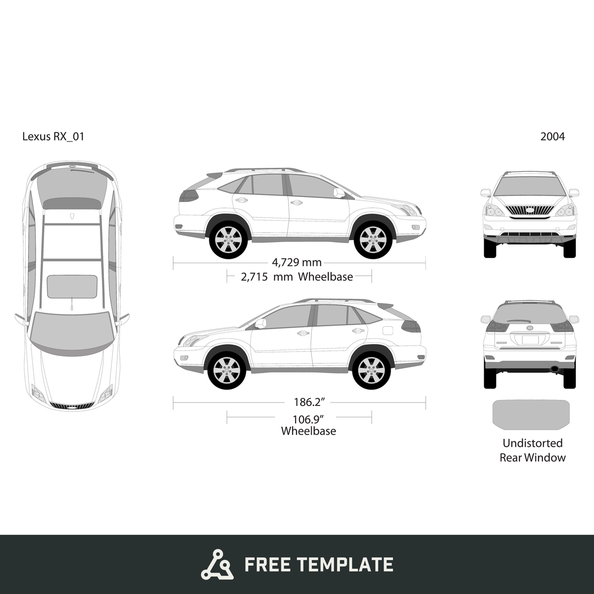 2004 Lexus RX free vector vehicle wrap template - GravBase
