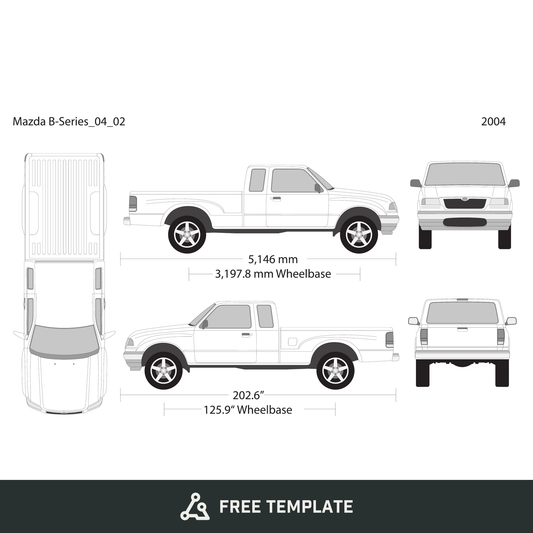 2004 Mazda B-Series free vector vehicle wrap template - GravBase