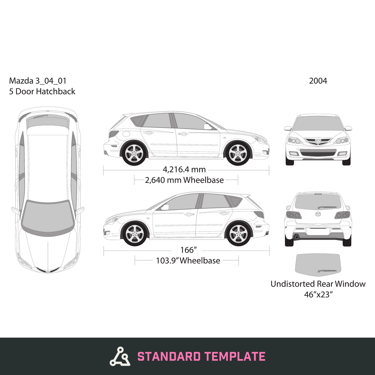 2004 Mazda 3 Hatchback vector wrap template, Design-Ready PDF - GravBase