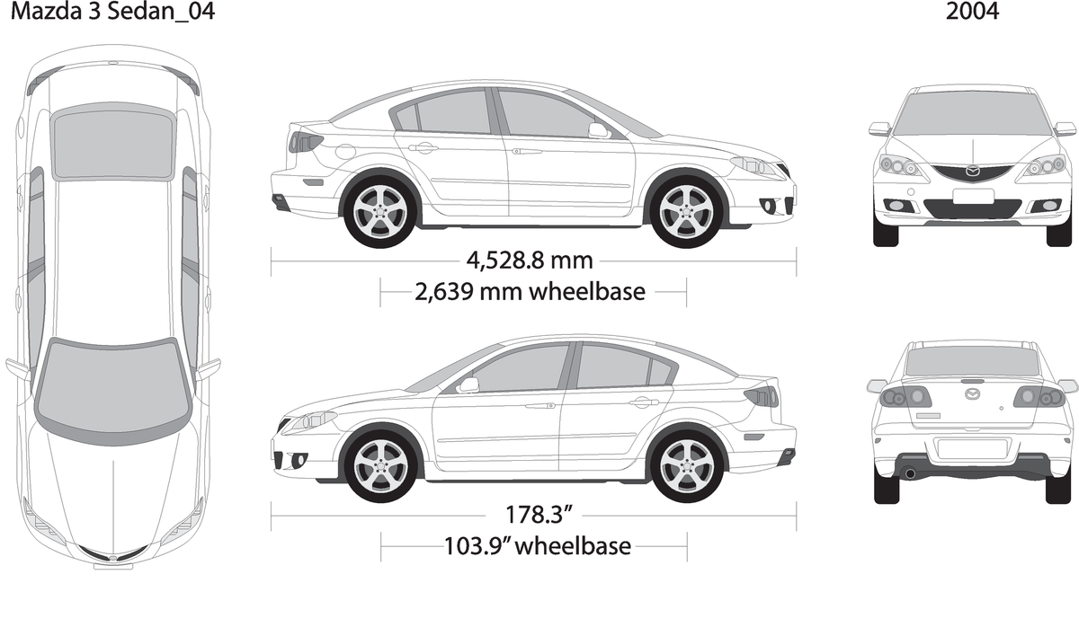 2004 Mazda Mazda 3 Sedan V02 Vehicle Wrap Template