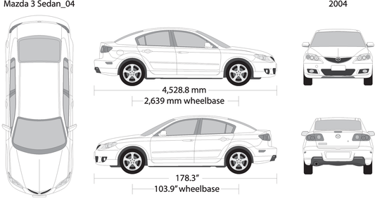2004 Mazda Mazda 3 Sedan V02 Vehicle Wrap Template