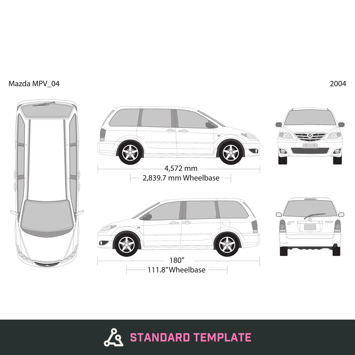 2004 Mazda MPV vector wrap template, Design-Ready PDF - GravBase