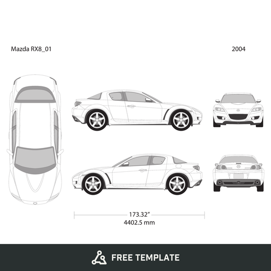 2004 Mazda RX8 free vector vehicle wrap template - GravBase