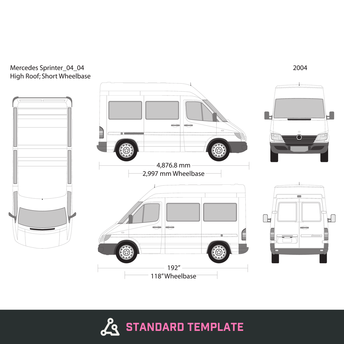2004 Mercedes Sprinter vector wrap template V04, Design-Ready PDF - GravBase