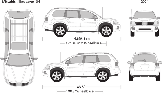 2004 Mitsubishi Endeavor vector wrap template, Design-Ready PDF - GravBase